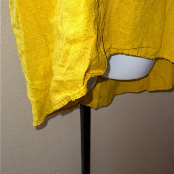 Terzo Millenno Gold Yellow Women's High Low Button Back Linen Top Women’s Size S - Picture 3 of 6
